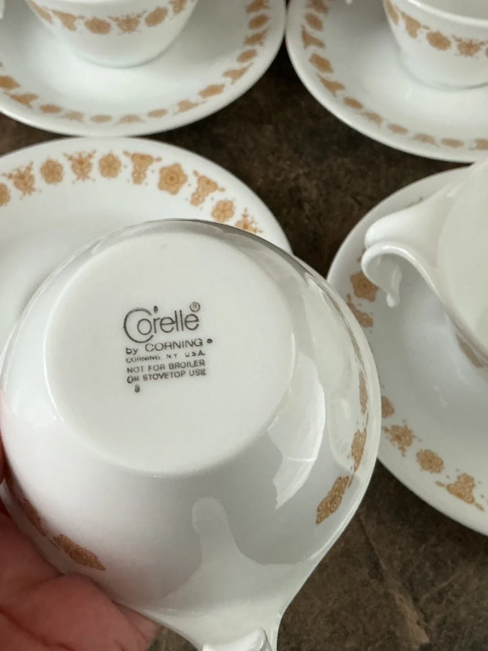 Lot of Vintage Corelle Butterfly Gold Cups and Saucers